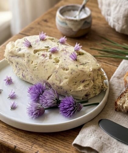 mit aromatischen Schnittlauchblüten