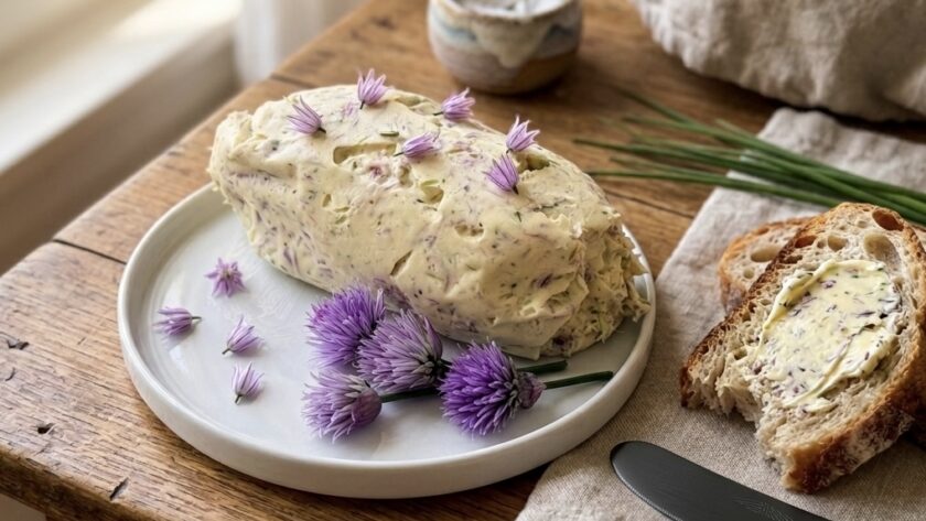 mit aromatischen Schnittlauchblüten